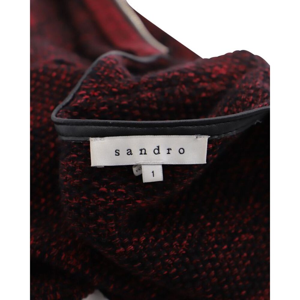 Sandro Zippered Crew Neck Sweater in Red Cotton - Picture 4 of 4